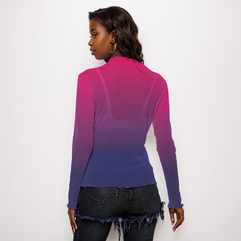 Vibrant Ombre Mesh Long Sleeve Tee