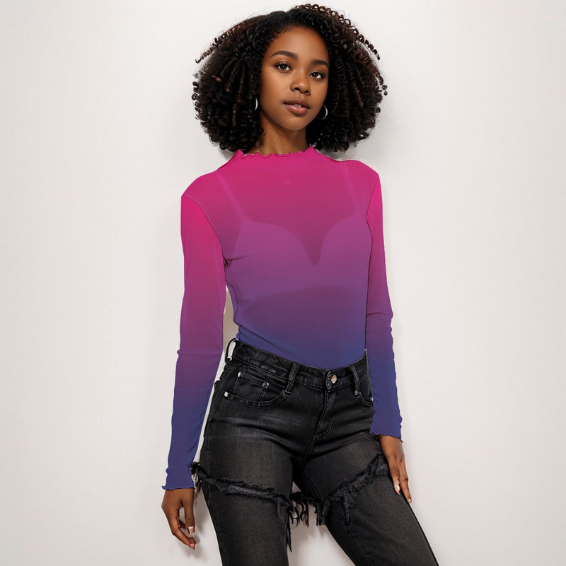 Vibrant Ombre Mesh Long Sleeve Tee